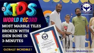 Most Marble Tiles Broken With Shin Bone In 3-Minutes KidsWorldRecord #WorldTalentOrganization #WTO