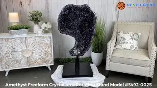 Large Amethyst Freeform Crystal on a Rotating Stand Model # 5492-0025 by BrazilGems.com 🏷 FOR SALE