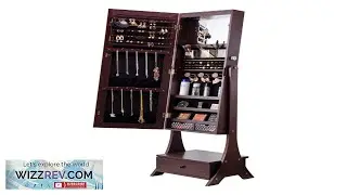 VEVOR Mirror Jewelry Cabinet Standing Mirror with Storage Lockable Jewelry Mirror