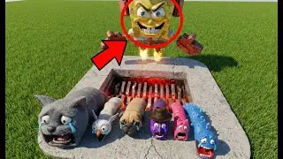 ROBOT SPONGEBOB DROPPING HUNGRY WORMS IN THE SHREDER PIT | GARRY'S MOD