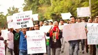 The Students of  N.E.H.U. Tura   opposing CAB  in the Campus on 10/Nov. 2019 (Meghalaya)