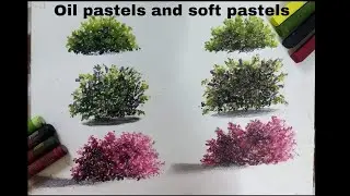 Easy bush painting with oil pastels and soft pastels (a comparative study) for absolute beginners