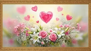 Frame TV Art With Music: Romantic Lilies & Hearts | Samsung Frame TV Art | Dreamy Floral Background