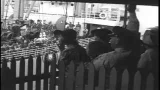 Men aboard USS Hunter Liggett leave Brooklyn harbor for Hawaii in the United Stat...HD Stock Footage
