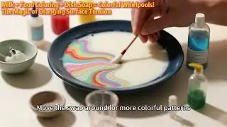 Milk + Food Coloring + Dish Soap = Colorful Whirlpools! The Magic of Changing Surface Tension