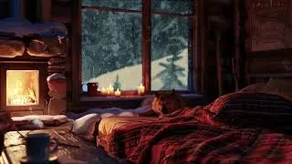 An Unexpectedly Peaceful Night 🌧️ Cozy Fireplace, Sleeping Dog & Rain Sounds for Deep Sleep