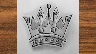 Realistic crown pencil drawing for beginners