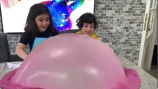 تحدي اكبر فقاعة سلايم بين بانا و تيا و انفجرت