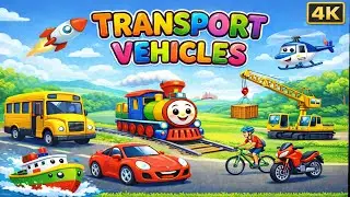 Transport Vehicles Name for Kids | Learn Vehicle Names 🚗🚌🚆✈️🚢 in English | 4K