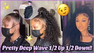 Half Up Half Down Quick Wave With Bundles~👑 Deep Wave Hair Review FT. #Elfinhair | She Did It!