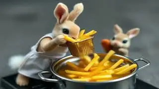 🐰 Mini Bunny Chefs Make the Cutest French Fries Ever! 🍟✨