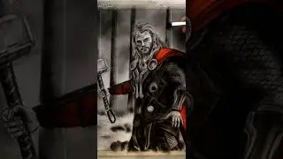 Thor Charcoal Drawing ~ #shorts #thor #chrishemsworth #marvel #charcoal #drawing