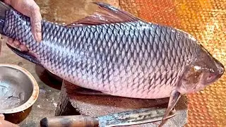 Incredible Big Rohu Fish Cutting In Bangladesh Fish Market