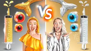 TANTANGAN MAKANAN EMAS VS PERAK || Cuma Makan Satu Warna selama 24 Jam! Mukbang oleh 123 GO! FOOD