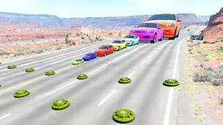 Giant & Small Cars vs Land Mines - BeamNG.Drive