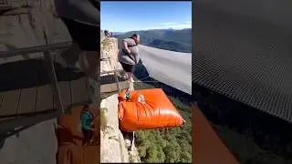 Orange Bouncy Cliff Airbag Jump 🍊 Big Bounce Sends Partner Flying! #CliffAirbag #rdswth