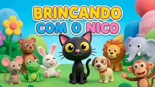 BRINCANDO COM O NICO 🐱🖤 | Aventuras Divertidas com Amigos Animais 🐭🐸🐻🐰🐶🦁🐘🐒