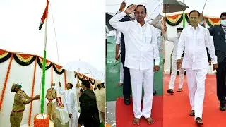 CM KCR Flag Hoisting At Pragathi Bhavan | Independence Day Celebrations | Political Qube