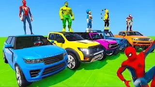 GTA V Superheroes Crazy Race Challenge with Super Cars | GTA 5 Spiderman Car Stunt Race
