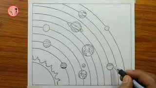 How to draw solar system with colour pencils - step by step