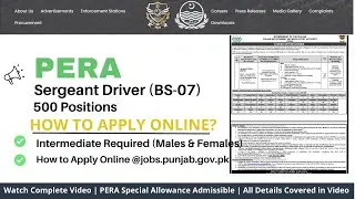 PERA Jobs 2025 Sergeant Drivers (BS-07) | 500 Posts | Intermediate Only |