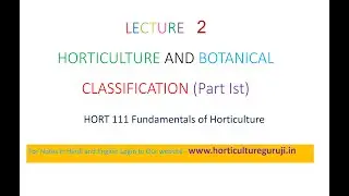 #HORT111 | Lecture 2 Horticulture and Botanical Classification Part 1