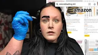 Microblading my eyebrows with a kit I bought on Amazon