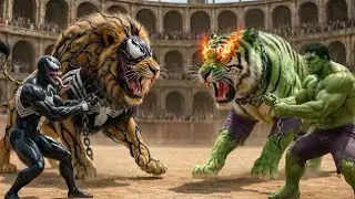 Venom Lion 🦁 vs Hulk Tiger 🐯 | Ultimate Beast & Superhero Arena Battle | Epic Showdown