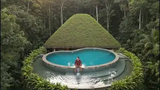I Built a Modern Underground Hut with a Thatched Roof and a Swimming Pool in Just 100 Days