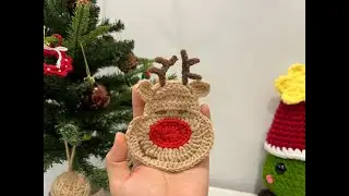 DIY Crochet Reindeer Coaster | Quick Holiday Decor Free Crochet Pattern by Letsyarnoverover