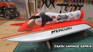 RC boat build: Damage Repair of RC F1 Powerboat.
