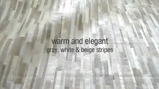 Gray, Beige, White Leather Area Rug Stripes Design No  249 by Shine Rugs