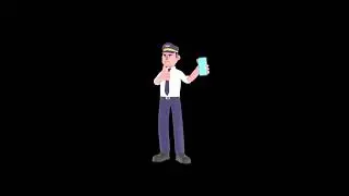 3D Cartoon Male Character Turntable | Pilot Reviewing Phone with Thumbs Up Model