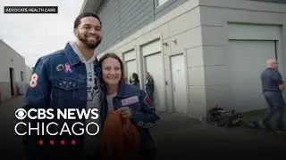 Breast cancer survivor meets Chicago Bears players