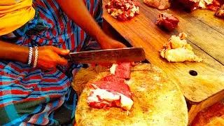Street Beef Market Beef Cutting & Selling in Bangladesh People