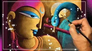 Krishna Modern art / How to make easy bleding useing acrylic on canvas / How to scumble and shading