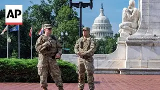 National Guard members set up at Union Station in Washington, DC