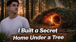 I Built a Hidden Modern Shelter Inside a Giant Tree Log#SilentSurvival#HiddenShelter#TreeLogSheltere
