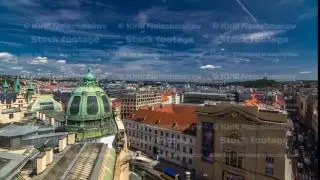 View from the height Powder Tower in Prague timelapse. Historical and cultural monument