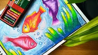 How to color fish using OIL PASTELS