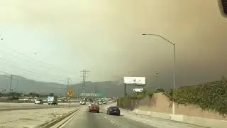 Wildfire occurring in the local mountain in East LA