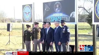 Secretary of War Pete Hegseth unveils Space Command sign