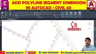 Add Polyline Segment Dimension in Autocad Civil 3d | how to Add dimension in autocad with lisp