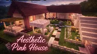 aesthetic pink house, Cosy look. Easy to build. Minecraft  🩷✨