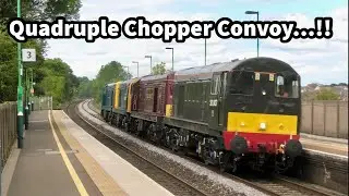 LOCO Hauled Freight Inc QUADRUPLE Class 20 CONVOY...!! Light Engines & Ford Cars & Vans at Tamworth