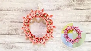 Adorable Paper Flower Wreath for wall hanging/ door hanging - Easy way #diy #origami