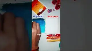 oilpastels Vs wax crayons 🖍 nights 🌙 or day #art #oilpastel #vs #waxcrayons