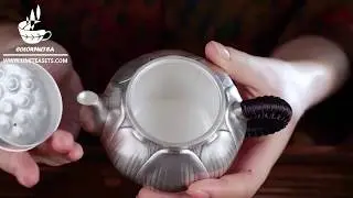 S999 Sterling Silver Chinese Lotus Teapot