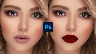 How To Create Realistic Lipstick In 1-Minute With Photoshop l #shorts