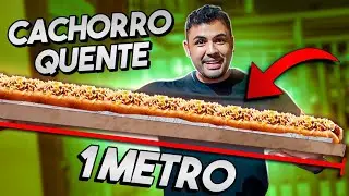 COMPREI O CACHORRO QUENTE DE UM METRO - PROVANDO COMIDAS DE RUA